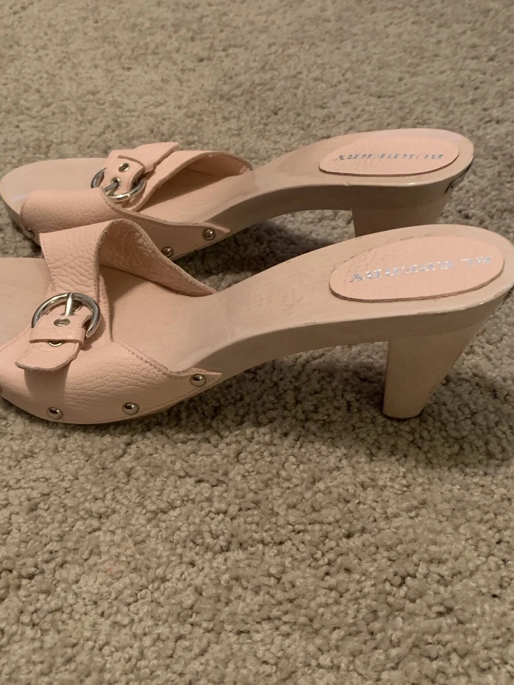 Burberry Blush Pink Leather Slide Mules with Buckle - Picture 3 of 4